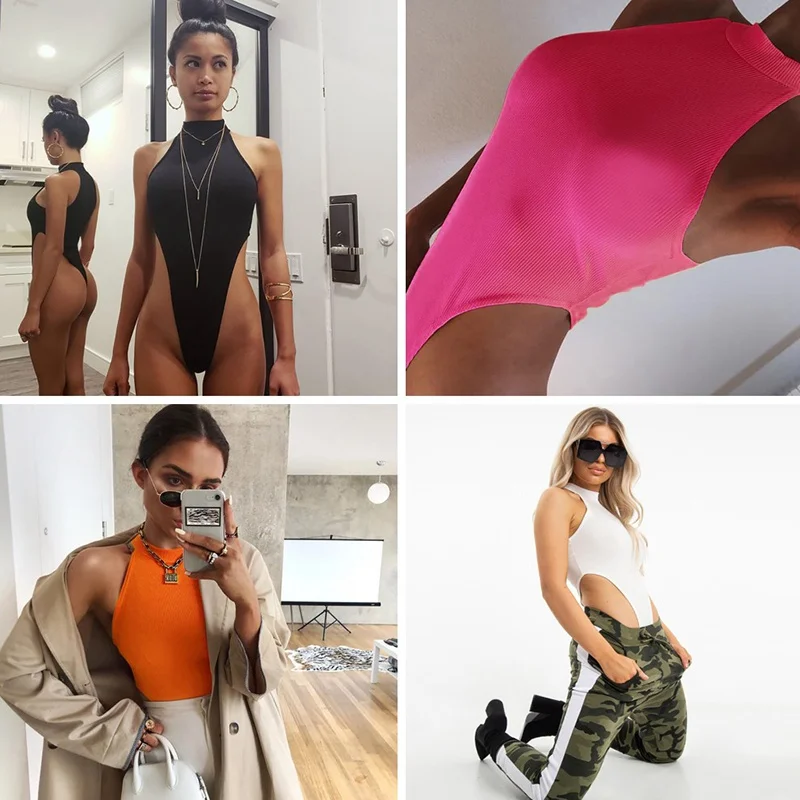 2019  New Fashion Halter Jumpsuit Women Sleeveless Shirt Jumpsuit Bodysuit Pants Stretch Leotard Top Blouse T Shirt