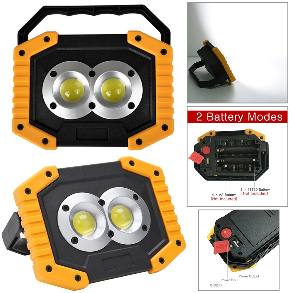 

Portable Spotlight LED COB Work Light Waterproof Outdoor Emergency Lamp Searchlight Camping Lamp USB Rechargeable No Battery Q30