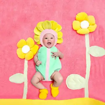 

new children's photography clothing sunflower theme plant modeling baby Newborn photography props 0-6 months