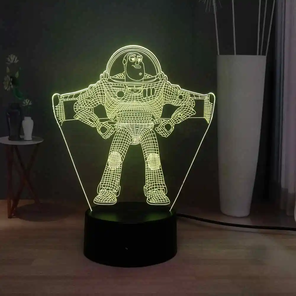 

Buzz Lightyear Desk Lamp RGB 7colorful Space Ranger USB Touch Bedside Lamp Toy story LED Boys Night Light House Decor Kids Gift