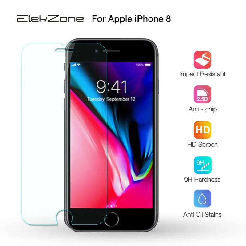 

Nano-coated 9H HD Phone Screen Tempered Glass Film For Apple iPhone 8 HD Screen Protective For Apple iPhone 8 Glass Film 2.5D
