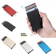 

Aluminum Card Holder ID RFID Credit Card Holder Automatic Pop-up Bank Card Box Smart Quick Release Women Wallet Mini Car Package