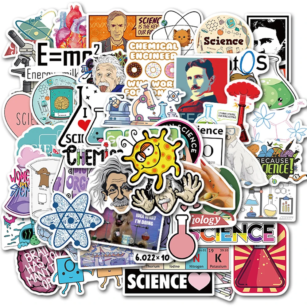 

50Pcs New Outdoor Science Laboratory Stickers Laptop Guitar Skateboard Luggage Bike Doodle Decal Cool Waterproof Sticker Kid Toy