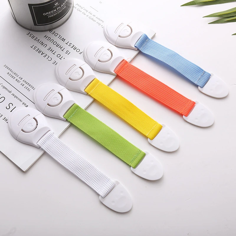 Child Safety Lock Baby Protection Anti-Pinch Hand Cabinet Door Drawer Lock Color Webbing Safety Cloth Belt Lock Plastic Latch