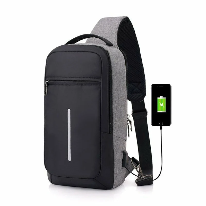 

USB Design Chest Bag Waterproof Men Messenger Bag Casual Sling Shoulder Bags