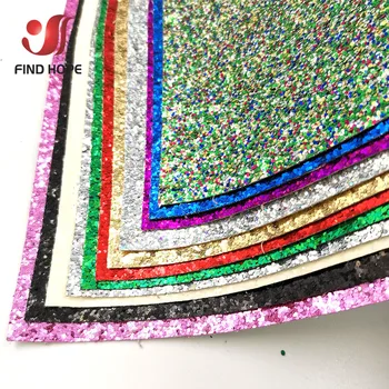 

A4 Sparkly Sequin Chunky Glitter Vinyl PU Faux Leatherette Sewing Fabric Sheet iridescent Bow Craft DIY Earring Making Material