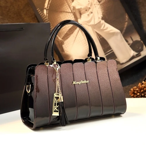 ICEV новейшая простая прошитая женская сумка из лакированной кожи, дизайнерская Высококачественная кожаная сумка-клатч, сумка на плечо с верхней ручкой - Цвет: Rose Gold