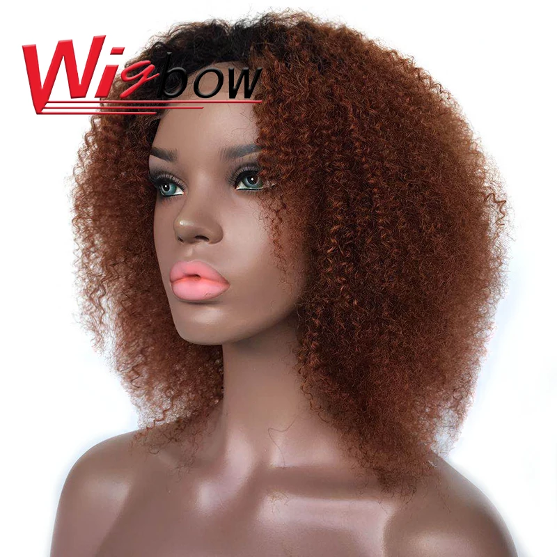 

Lace Curly Wig Human Hair Brazilian Hair Kinky Curly Closure Wig Jerry Curly 4*4 Lace Closure Wig T1b 30 27 Colored Wig