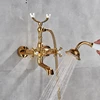 Bathtub Faucet Antique Brass Wall  Mounted Tub Sink Dual Handle With Handshower Bathroom Bath Shower Set Freestanding Mixer Tap 3