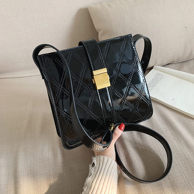 

new women patent handbags fashion small cover open shoulder crossbody party bag female messenger bags mini flap black 2020
