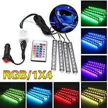 10 Вт 4 шт. 5050 авто светодиодный RGB декоративный свет для внутреннего пола DC12V атмосферная полоса путь деко напольный свет дистанционное управление