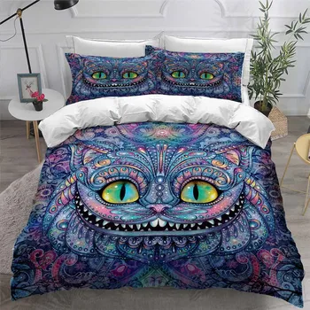 

HELENGILI 3D Bedding Set Smiley cat Print Duvet Cover Set Bedcloth with Pillowcase Bed Set Home Textiles #XLM18