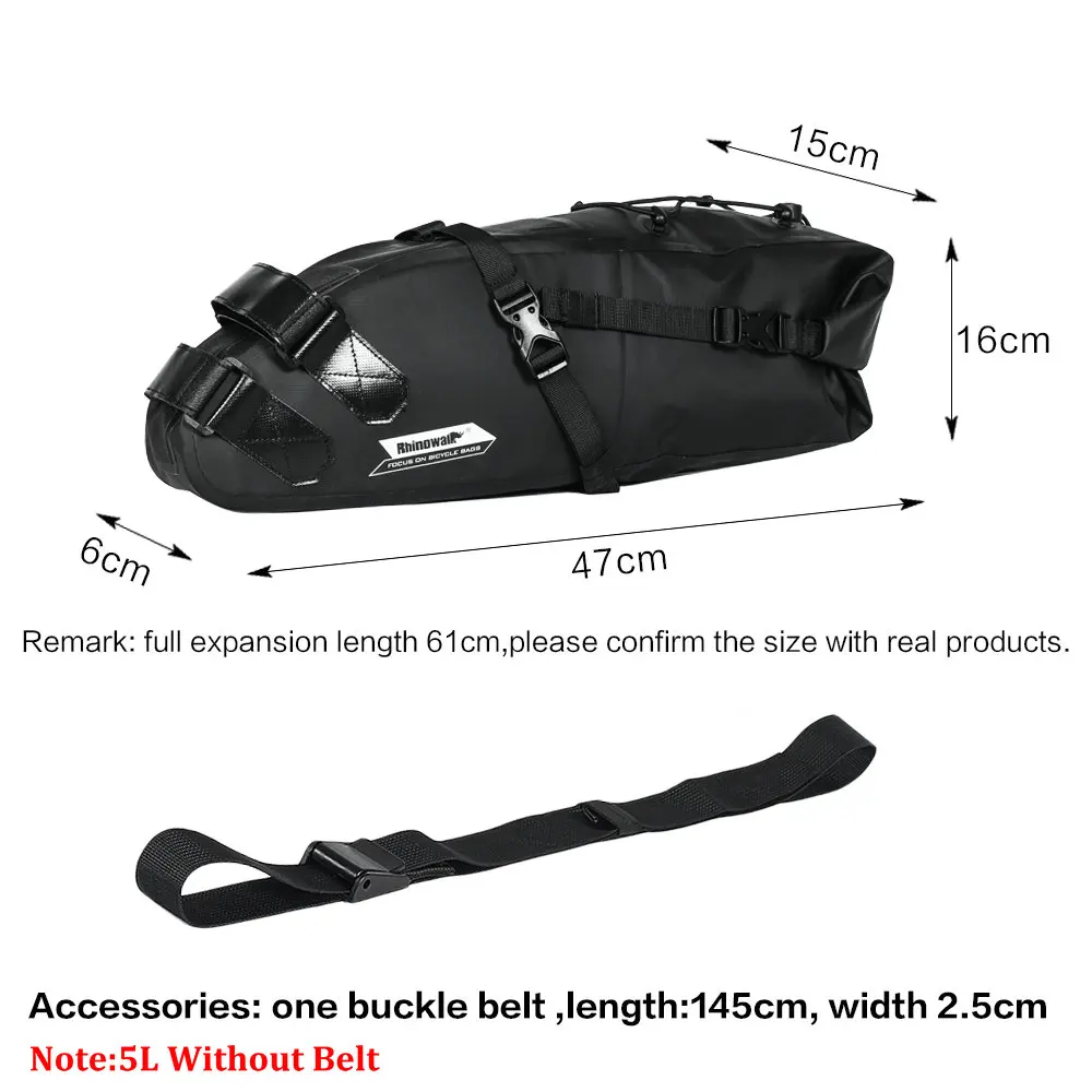 Cheap RHINOWALK 10L 12L Full Waterproof Bicycle Saddle Bag Road Mountain Bike Cycling Rear Rack Bag Luggage Pannier Bike Accessories 5