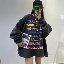 

Color Radient Barrage Aound Neck Sweater Women's Fleece Loose Lazy Style Welldone Autumn And Winter Top