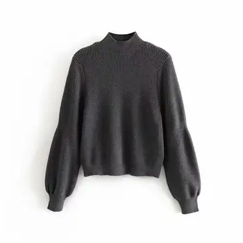 

Women Pure Color Half Turtleneck Sweaters England Style Elasticity Pullovers Sweaters Knitting Sweaters Pull Femme