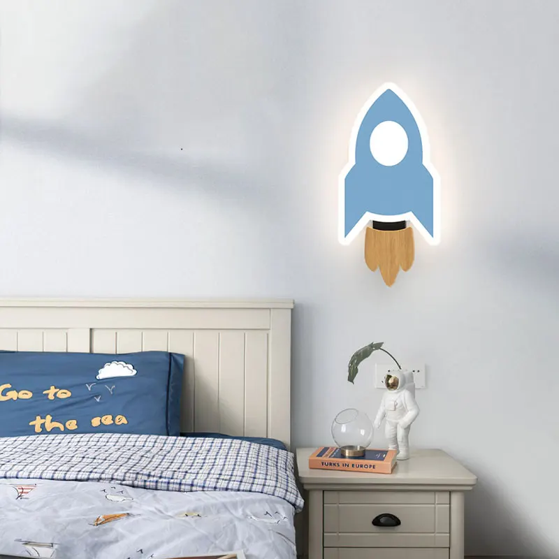 LED Rocket Wall Lamp Nordic Acrylic Wall Decor Lights for Bedroom Kid's Room Indoor Bedside Lighting Home Decors Sconce Lamp