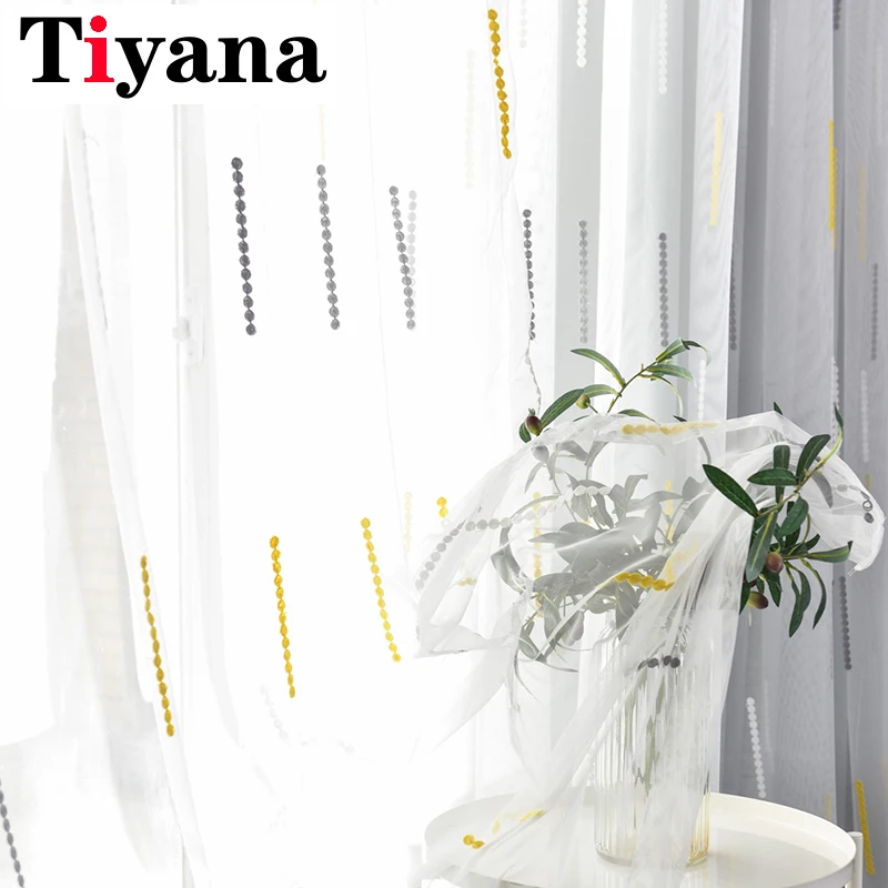 Tiyana Meteor прозрачная занавеска s вышитая штора в полоску для кухни гостиной спальни тюль для Windows обработка панель P02Y