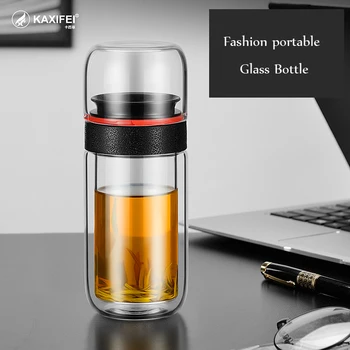 

Glass Tea Water Bottle with Infuser Tumbler Double Wall Tea and Water Separation Tea Bottle Mug for Travel Office