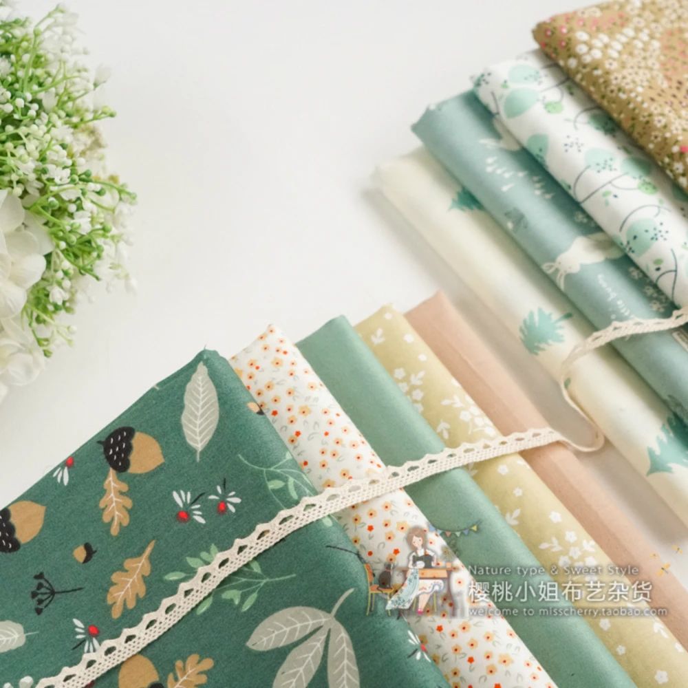 50cmx150cm green fresh floral Twill Cotton Fabric DIY Children's Wear Cloth Make Bedding Quilt Decoration Home 180g/m | Дом и сад