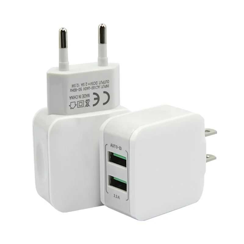 

5V 2.5A Dual USB Charger For Phone Fast Charging Charger Portable US EU Plug Travel Adapter Wall charger for iPhone samsung
