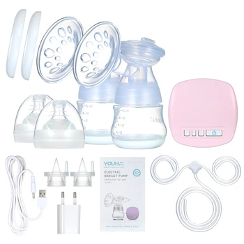 

Double Electric Breast Pump with 150ML Baby Milk Bottle USB infant Breast Feeding Soft Massage Cushion Pads & Feeding Pacifier