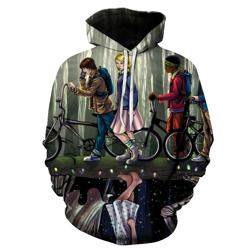 hot sale men hoodies Stranger Things Sweatshirts TV series Stranger Things 3D Printing sweatshirt men women street pullover - Цвет: WY-1004