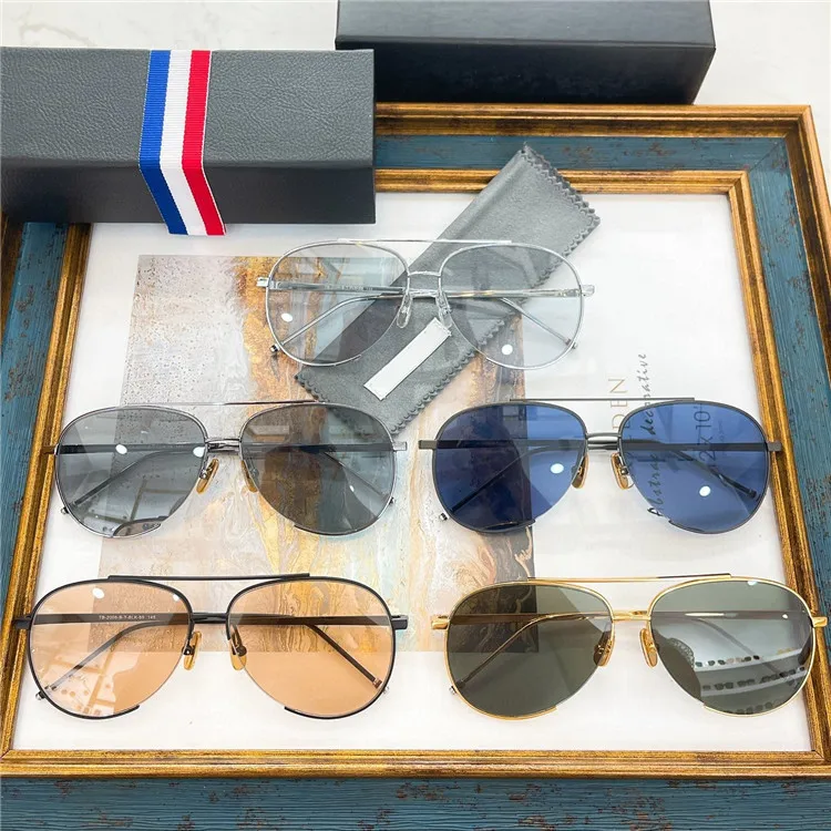 New THOM Brand Fashion Sunglasses Vintage Oval Double-beam Pilot Frog-shaped Men's Women's UV Protection Glasses Driving Gafas