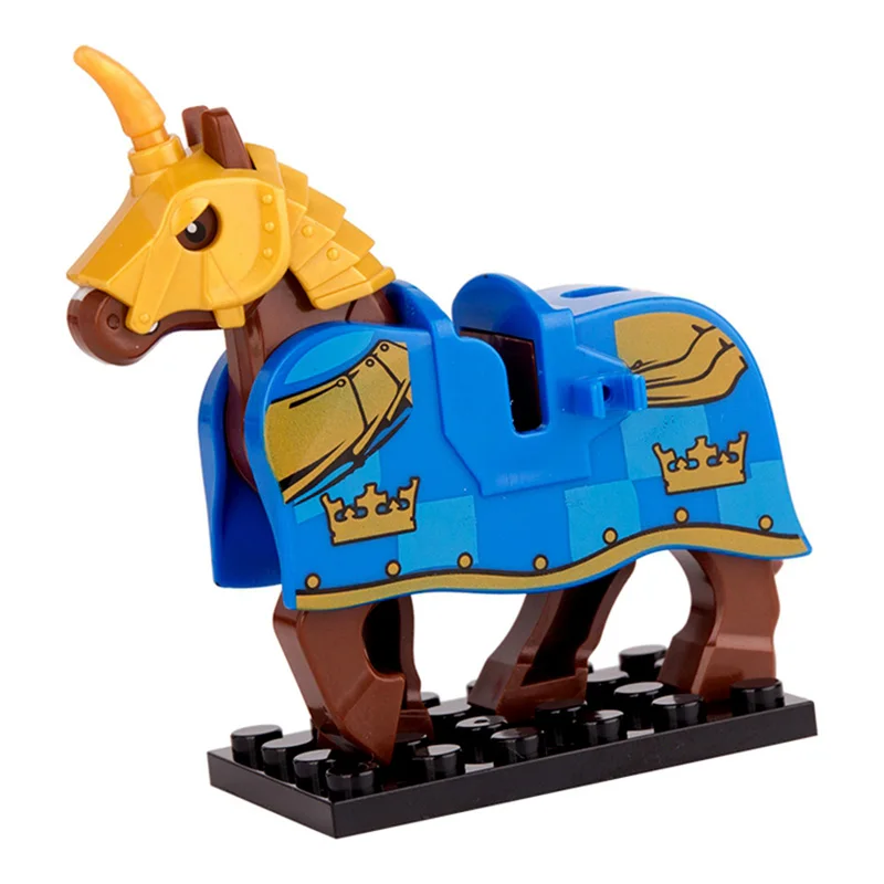 Single Medieval Knights War Armored Horse Wild Animal Figure Horse Building Blocks MOC Accessories Sets Model Kits Bricks Toys (2)