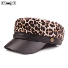 XdanqinX, женская шапка с леопардовым принтом из искусственной кожи, армейские военные шапки, элегантная женская кепка на плоской подошве, модные трендовые брендовые кепки, бейсболки
