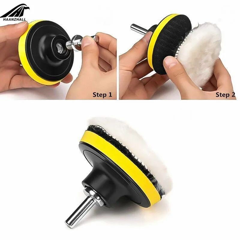 11pcs 5inch Car Polishing Pad Set Buffing Sponge Polish Auto Sponge Waxing Pads Drill Set Kit for Car Polisher Wheel Wax