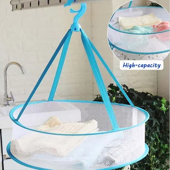 

Round Single Layer Hanging Basket Laundry Foldable Herb Drying Basket Net Underwear Bra Basket Clothes Drying Organizer Mesh Bag
