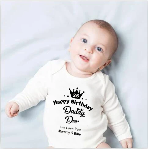 Grenouillère En Coton Pour Bébé Fille 0-24m, Combinaison À Manches Longues  Pour Nouveau-né, Motif Joyeux Anniversaire, Papa, We Love You - Combinaisons  - AliExpress