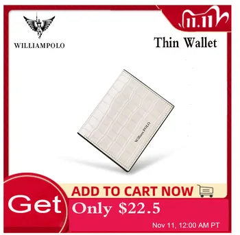 

WILLIAMPOLO RFID Blocking Slim Wallet Women Genuine Leather Small Pocekt Card Holder Multifunction with Coin Pocket