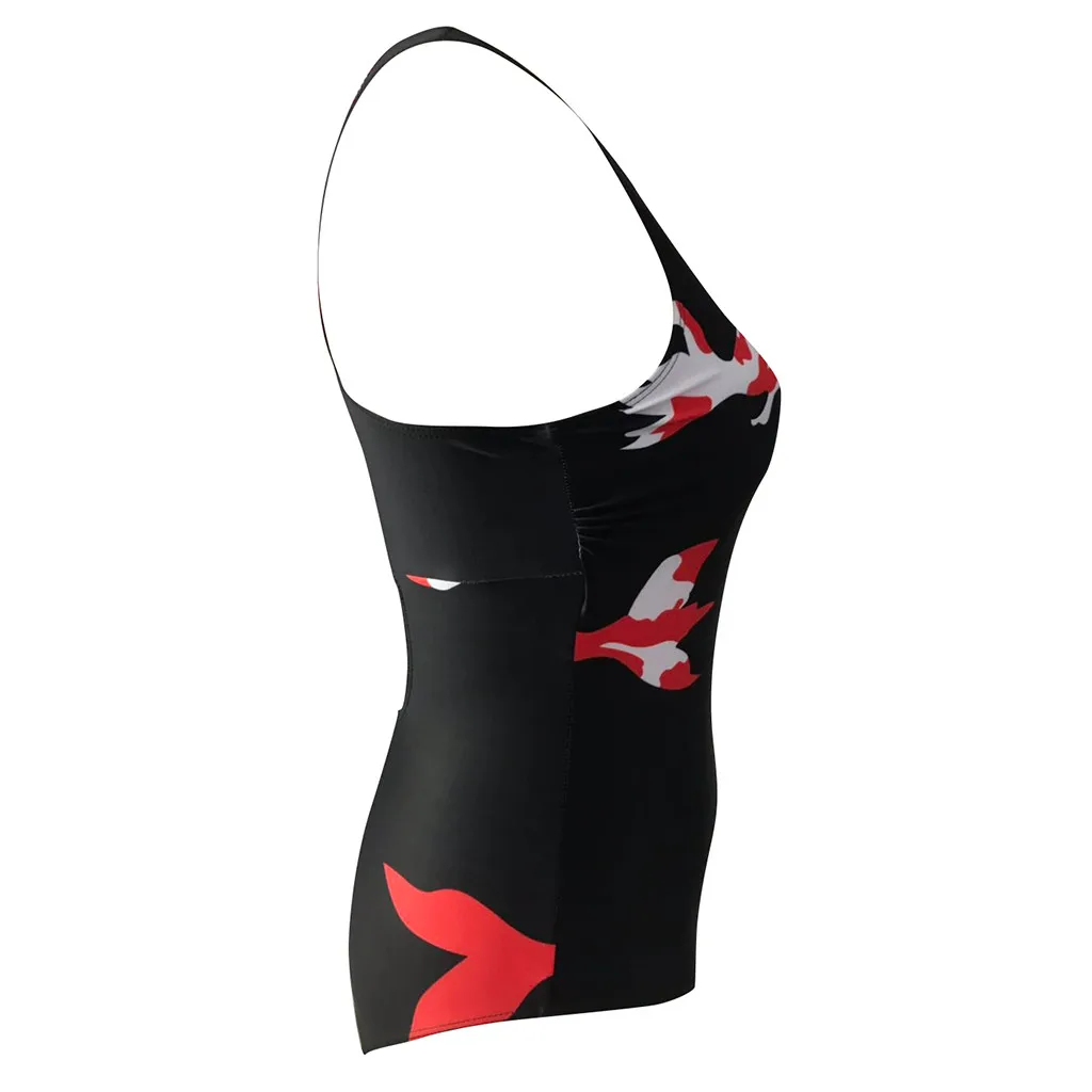 JAYCOSIN Sexy Beach Siamese swimwear women one-piece summer sexy slim fashion goldfish print bikini sunshine bathing swimsuit 