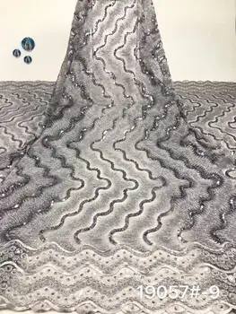 

high quality gray sequins Embroidery Guipure French Lace Fabric With sequins For Women dress FFD-1031