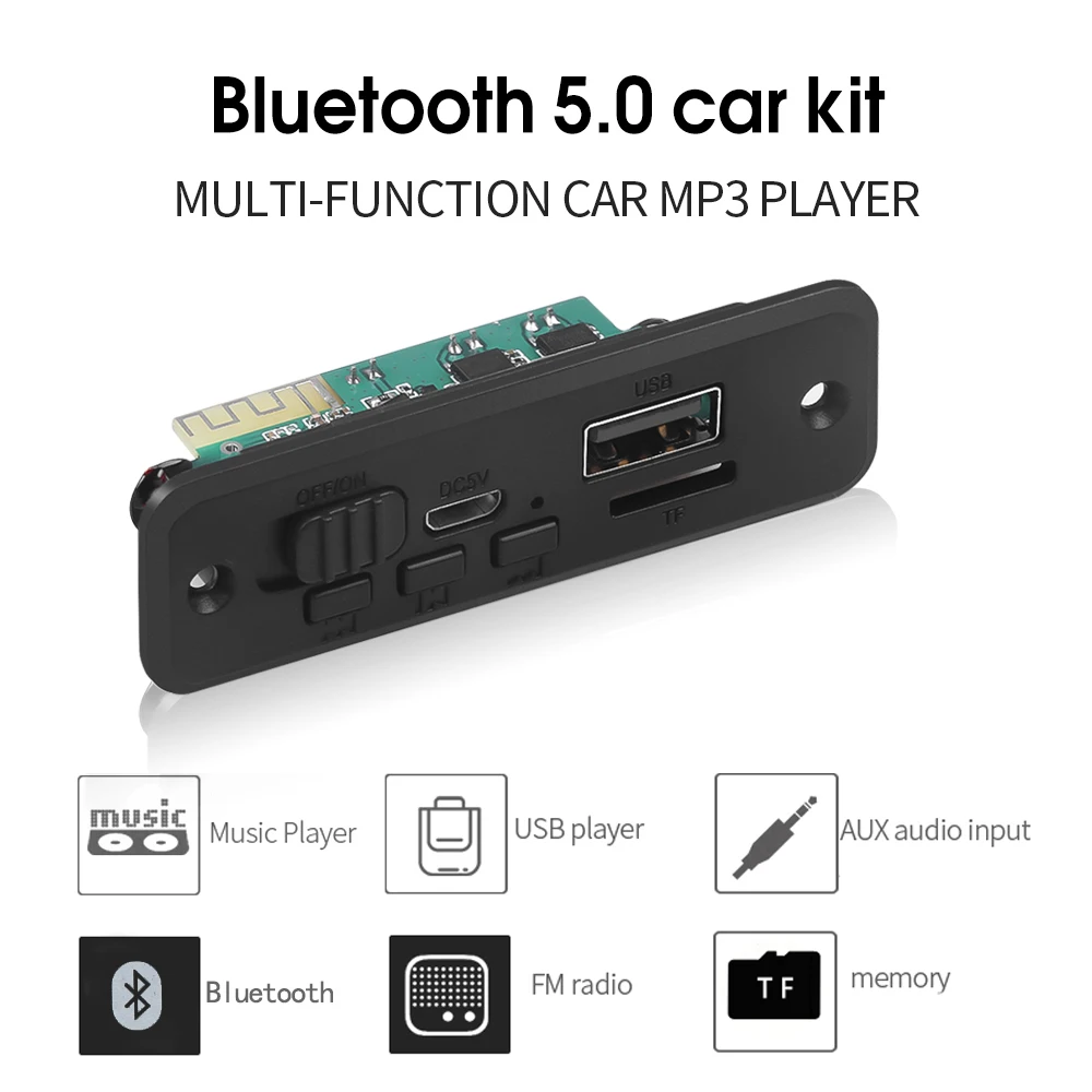 KEBIDU 5 в Bluetooth 0 Автомобильный MP3 плеер декодер плата 2x3 Вт усилитель беспроводной FM
