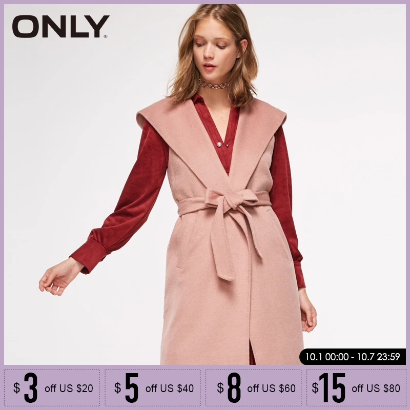 

ONLY Autumn and Winter Hooded Mid-length Woolen Waistcoat |11834S502