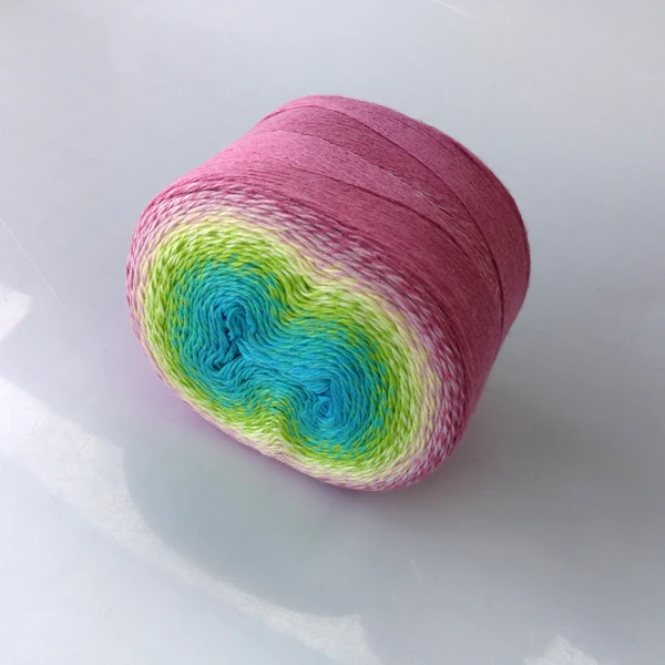 005 Macaroon QZLKNIT весна/лето пряжа сегментная окрашенная пряжа ручная вязка необычная хлопковая пряжа градиентный цвет тонкая пряжа крючком шаль одеяло - Цвет: 005 Macaroon