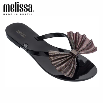 

MELISSA Slippers HARMONIC BOW Adulto Women Jelly Shoes Flat Sandals 2020 Women Jelly Flip Flop Melissa Female Flat PVC Shoes