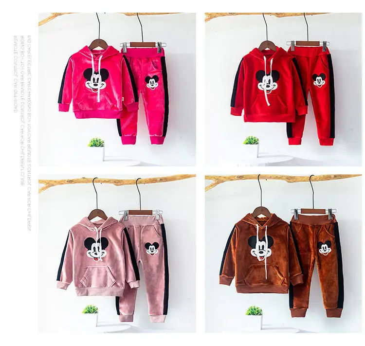 Детский комплект, весенне-осенний спортивный костюм с длинными рукавами свитер для маленьких мальчиков и девочек и комплект одежды для бега, розовый и черный цвет, для От 1 до 6 лет
