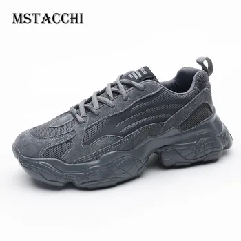 

MStacchi Concise Solid Color Height Increasing Low Heel Breathable Men Sneaker Round Toe Cross-tied Outdoor Men's Casual Shoes