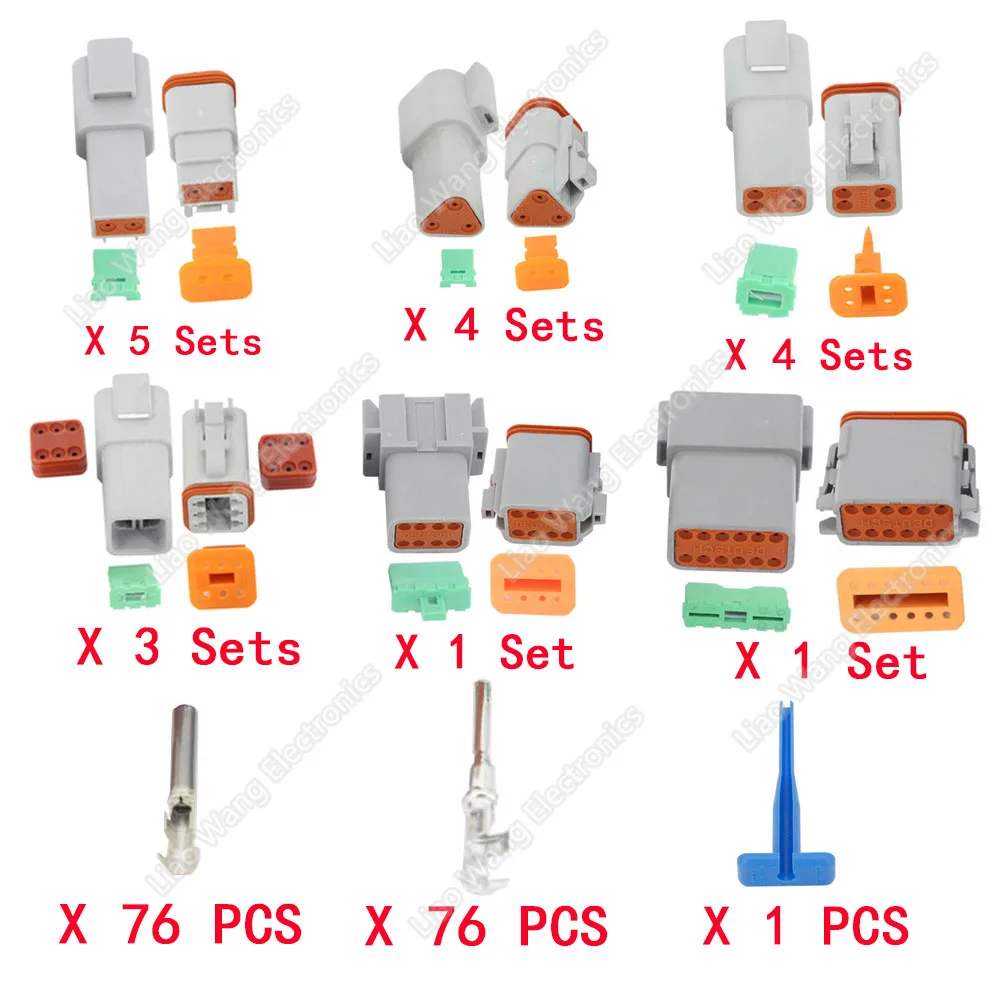 Разъем серии DT с средство для удаления игл: серые герметичные автомобильные электрические разъемы 14-20 Калибр 18 комплектов Deutsch РАЗЪЕМ
