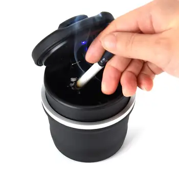 

Portable Car Auto Ashtray Smokeless Ashtray Cigarette Holder with Inner LED Light and Anti-slip Rubber Bottom