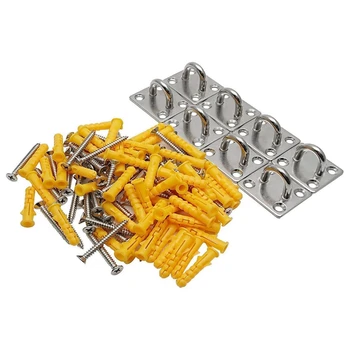 

8Pcs Indoor Outdoor Hammock Swing Chair Hanging Kit Ceiling Hook Pad Eye Plate Hook Loop Screws Mount