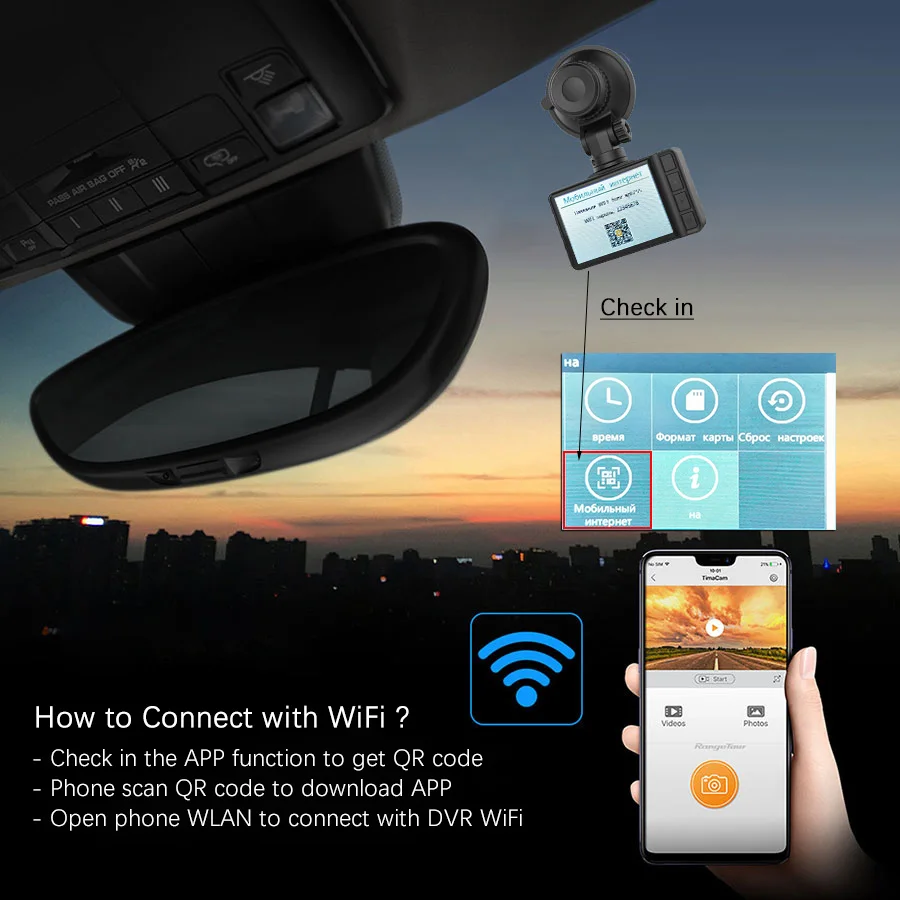 Автомобильный видеорегистратор Hisilicon 4K GPS Wi Fi с камерой заднего вида функцией