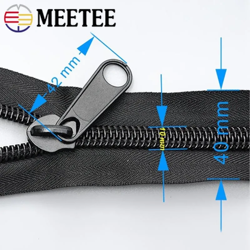 Meetee 10# Plastic Nylon Zippers Black Open End Long Zip for Outdoor Tent Zipper DIY Tailor Sewing Craft Bag Clothes Accessories|Молнии| |