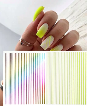 

1pcs Multi-size Lines Strip Rainbow 3D Nail Sticker for Geometric Nails Decal Adhesive Stickers for Nails Design 2020 newest