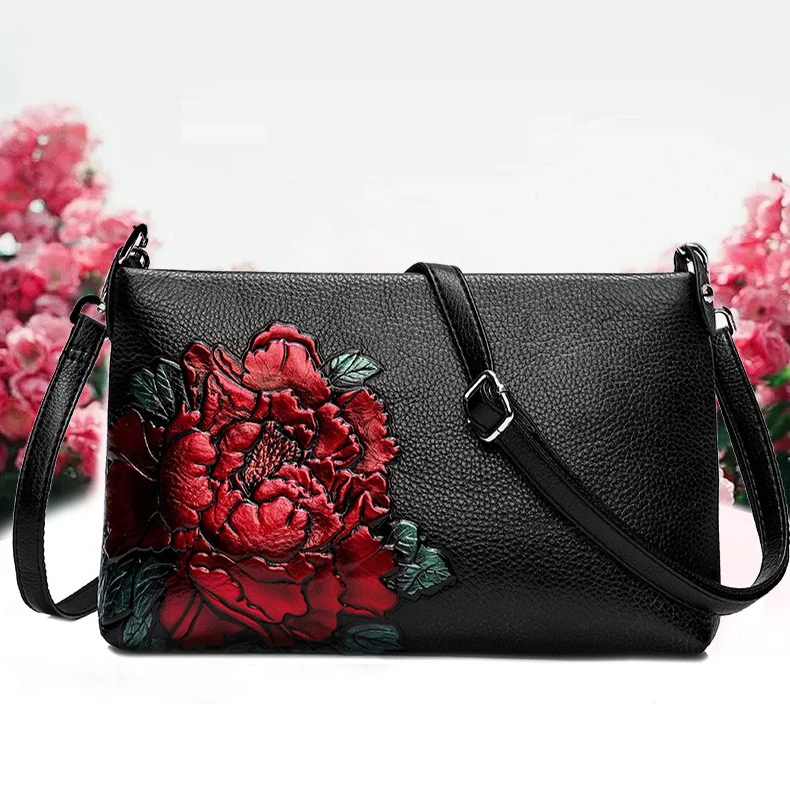 genuine leather bag women luxury handbags women bags designer shoulder bag floral cow leather bag