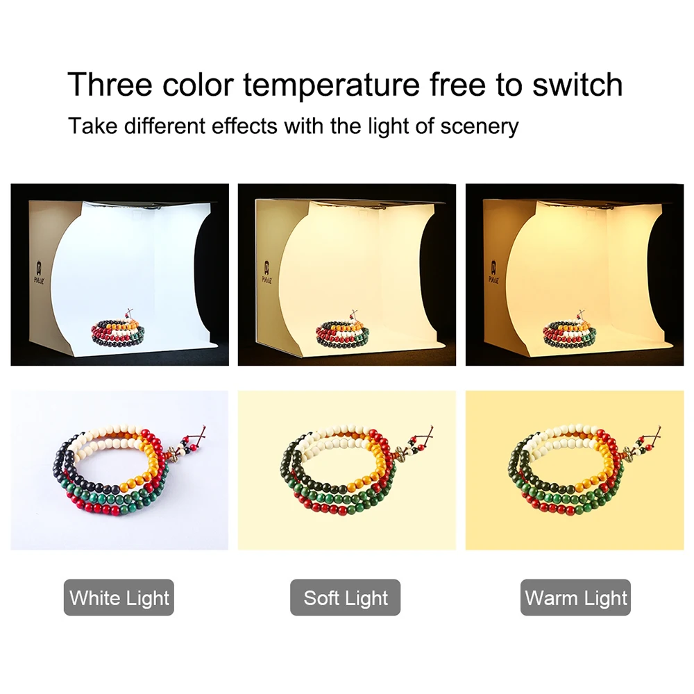 Kopen Cadiso Mini Studio LED Panel Photo Light Wit Soft Box Ring Licht Opvouwbare Draagbare Lightbox Schieten Tent Kit voor Fotografie