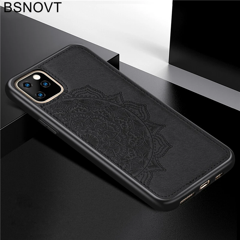 

For iPhone 11 Pro Max Case Frame Cloth Fabric Flower Anti-knock Case For iPhone 11 Pro Max Cover For iPhone 11 Pro Max 6.5 inch